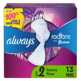  Băng vệ sinh Always Radiant Feminine Pads for Women, Size 2,Heavy Flow, 26 miếng 