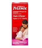  Siro hỗ trợ giảm đau hạ sốt cho bé Children's Tylenol Pain + Fever Relief Cold Medicine Bubble Gum 4Oz 120ml 