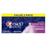  Set 2 kem đánh răng Crest 3D White Advanced Teeth Whitening Toothpaste Radiant Mint 6.6Oz 187g 