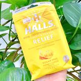  Kẹo ngậm ho Halls Mentho-Lyptus Drops Sugar Free Honey-Lemon 25 viên 