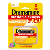  (SALE-SNL) Viên nhai hỗ trợ say tàu xe cho bé vị nho Dramamine Motion Sickness Relief for Kids Grape Flavor 8 viên 