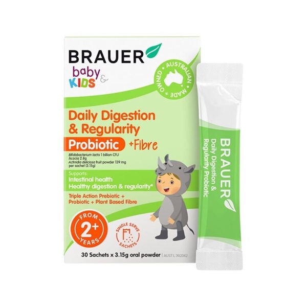 CTY - Men vi sinh và chất xơ Brauer Baby & Kids Daily Digestion & Regularity Probiotic + Fibre 30 gói