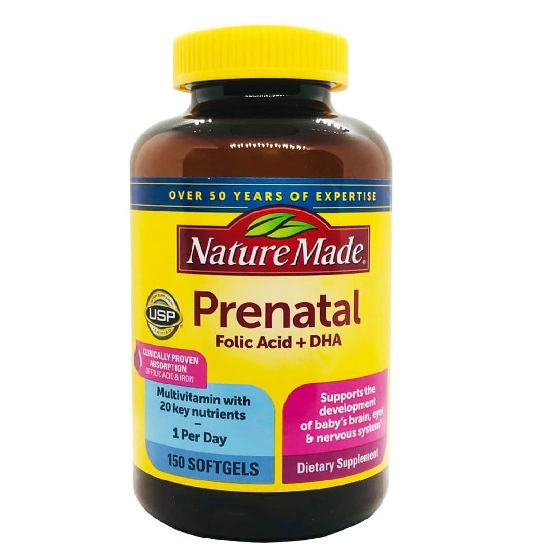  Viên uống bổ sung Vitamin Tổng hợp cho mẹ bầu Nature Made Prenatal Multi + DHA 150 Viên 