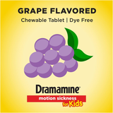  Viên nhai hỗ trợ say tàu xe cho bé vị nho Dramamine Motion Sickness Relief for Kids Grape Flavor 8 viên 