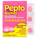  Viên nhai hỗ trợ giảm đau bụng Pepto bismol chewables upset stomach relief/antidiarrheal 30 viên 