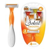  Set 4 dao cạo 3 lưỡi Bic Soleil Smooth Soothing Moisure Strip Triple Blade Disposable Shavers 
