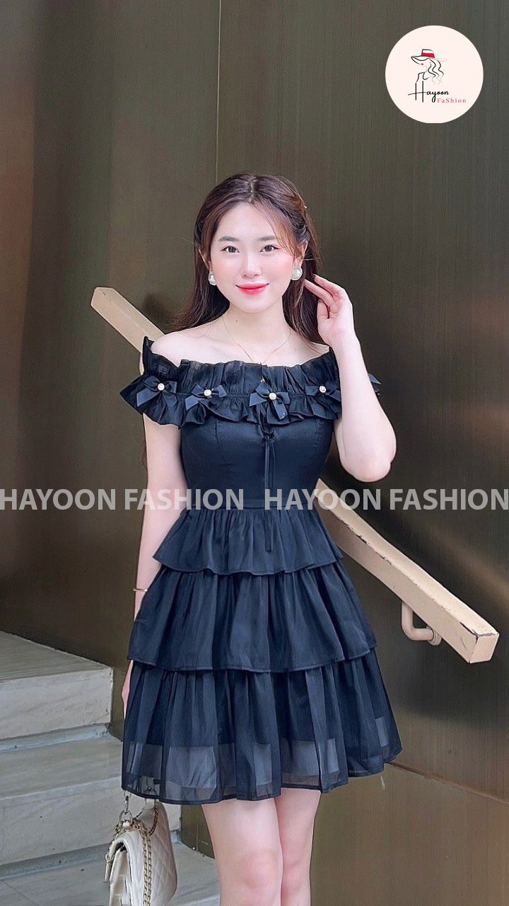 Váy Trễ Vai Màu Đen Bèo Vai Trắng Khoá Sườn Cực Xinh Tôn Dáng    Hazomicom  Mua Sắm Trực Tuyến Số 1 Việt Nam