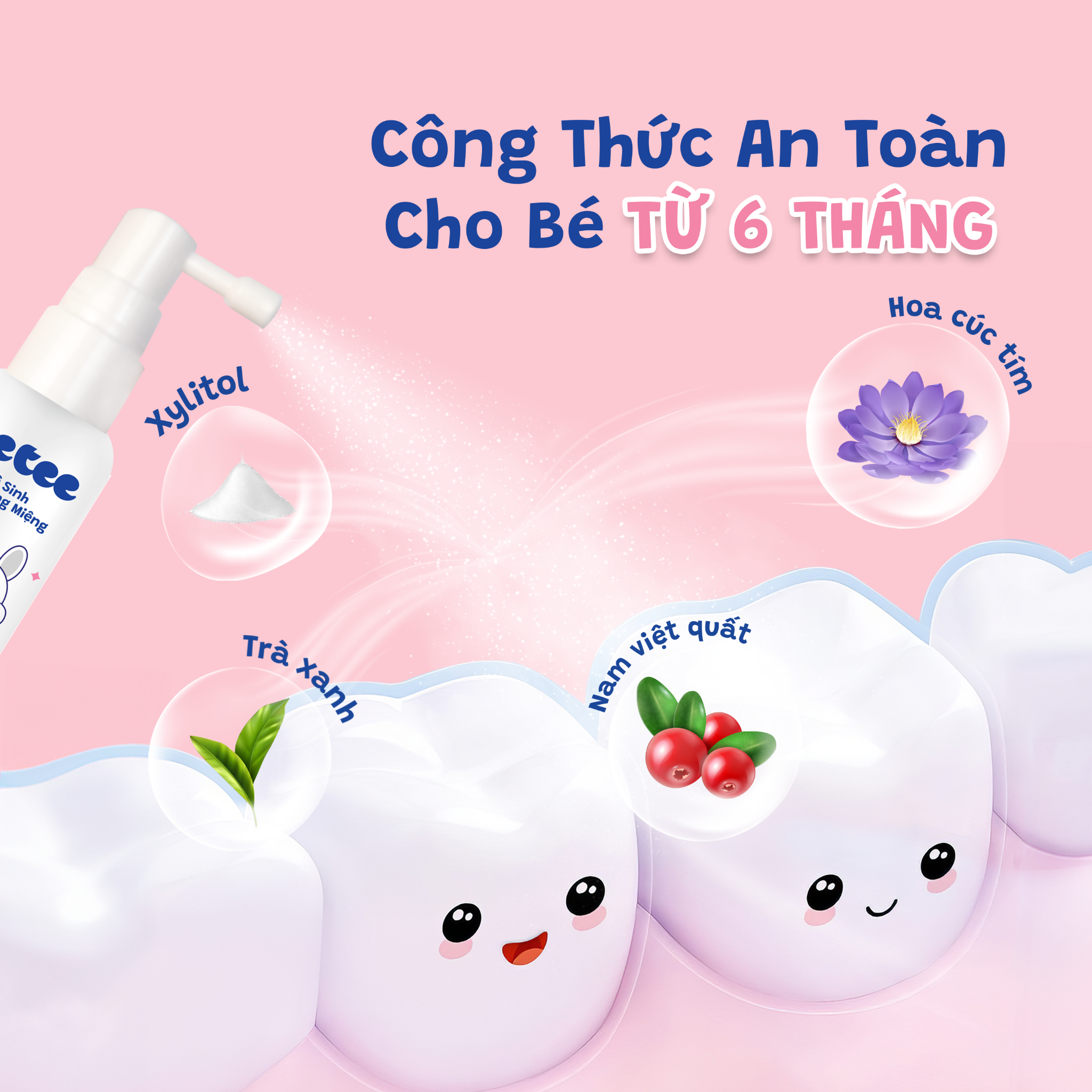  Xịt Wetee Vệ Sinh Răng Miệng Cho Bé Từ 6 Tháng Tuổi Trở Lên 30ml (Safeformula Infant), Vị Ngọt, Hỗ Trợ Ngăn Ngừa Hôi Sữa Nấm  Miệng,Hỗ Trợ Giảm Đau Trong Quá Trình Mọc Răng Của Trẻ 