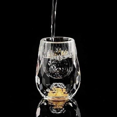 Bộ chén rượu pha lê mắt trâu vàng 24k