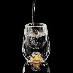 Bộ chén rượu pha lê mắt trâu vàng 24k