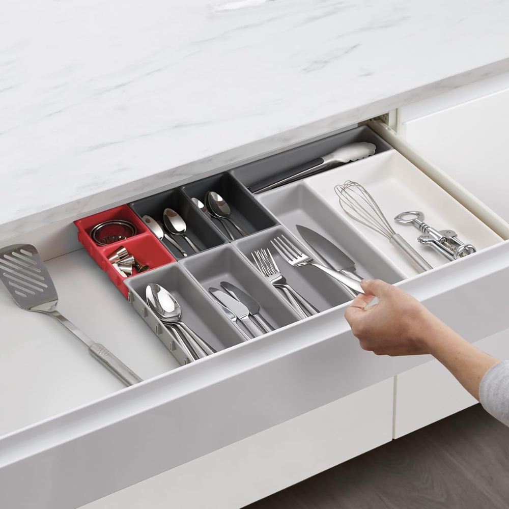 Bộ 10 khay chia ngăn kéo đựng đồ Joseph Joseph Duo đỏ xám 851676