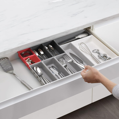 Bộ 10 khay chia ngăn kéo đựng đồ Joseph Joseph Duo đỏ xám 851676