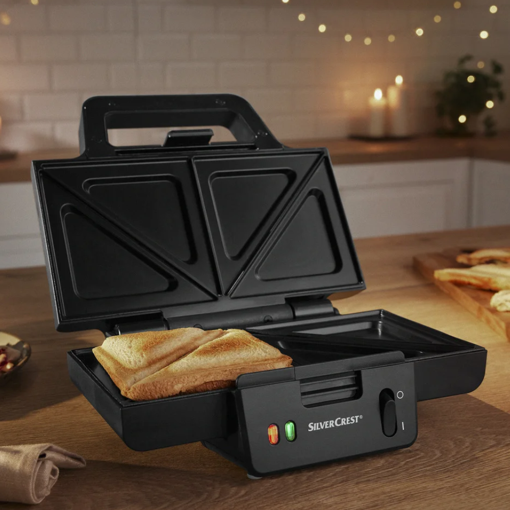 Máy nướng bánh mì sandwich Silvercrest XXL SSWM 900W màu đen