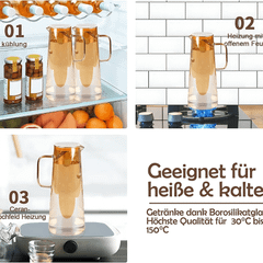 Bình đựng nước thủy tinh Sodasweet Germany 1,8L có tay cầm màu hổ phách