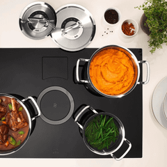 Bộ nồi Fissler Profi 5 món vung thép kèm quánh và chảo 2 quai 24cm made in Germany