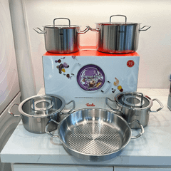 Bộ nồi Fissler Profi 5 món vung kính kèm chảo 2 quai 28cm made in Germany