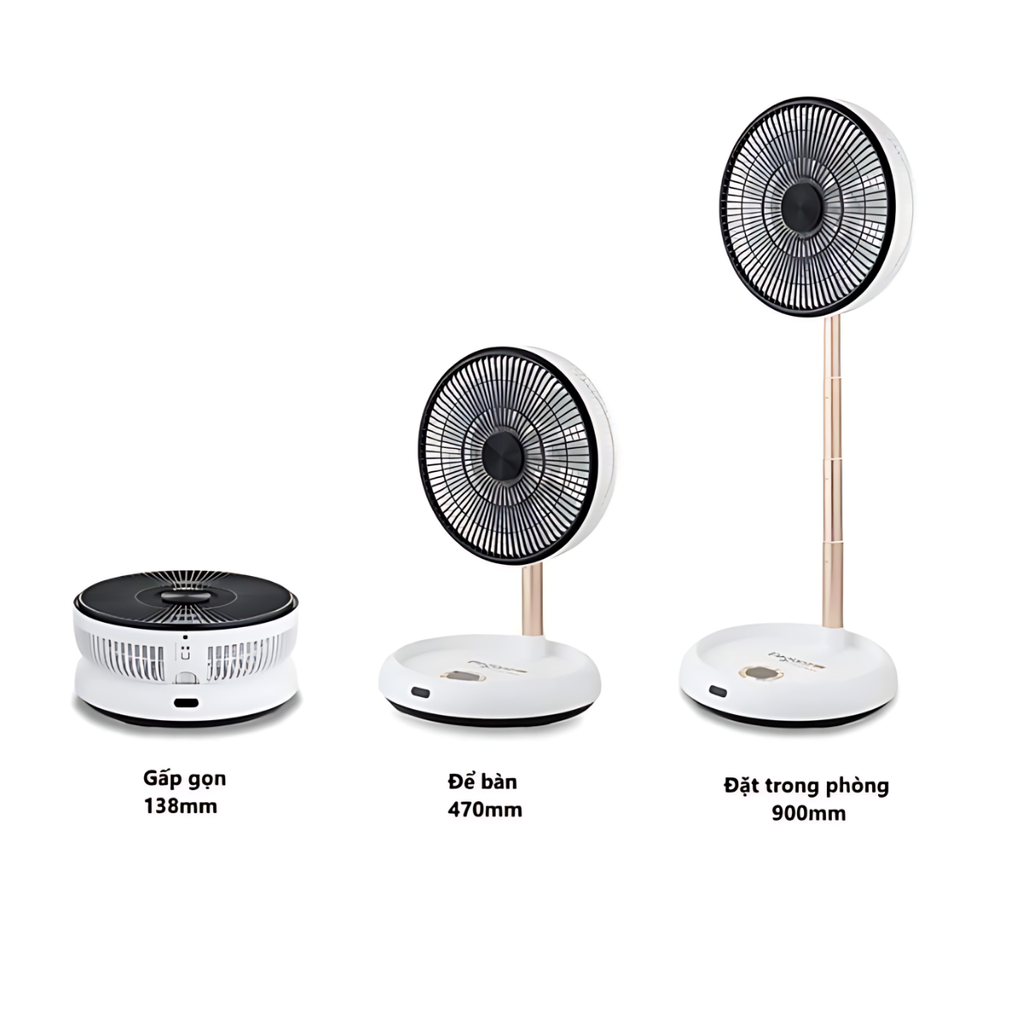 Quạt gấp gọn tích điện thông minh Elegant Germany nội địa Đức