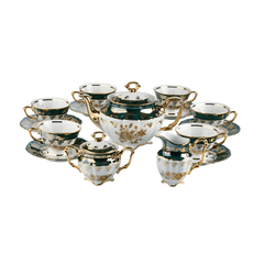 Bộ trà cà phê hoa hồng vàng xanh lá 15 món