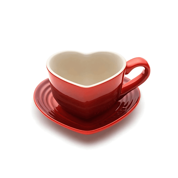 Set cốc trái tim kèm đĩa lót Le Creuset màu đỏ