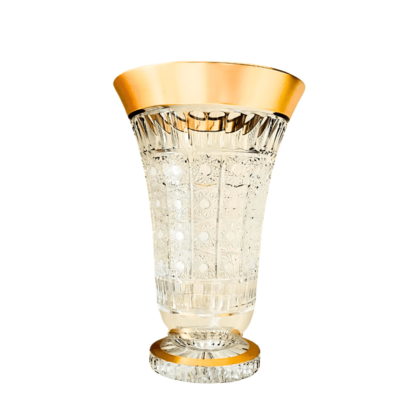 Lọ hoa pha lê chân đế tròn khảm vàng Arcade 35,5cm