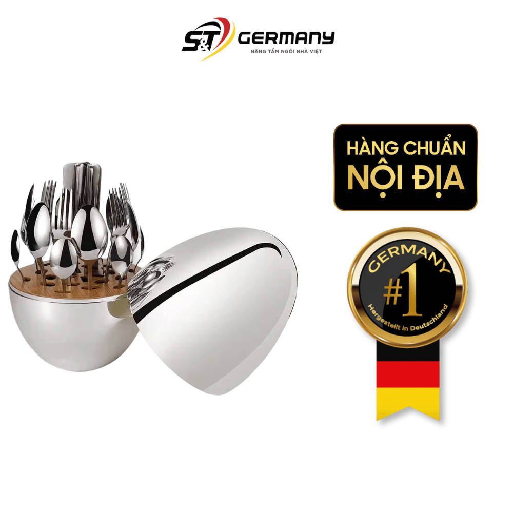Set dao thìa dĩa quả trứng KELLER Germany 24 món màu bạc