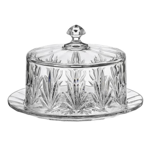 Đĩa pha lê Bohemia tulip có nắp 23cm