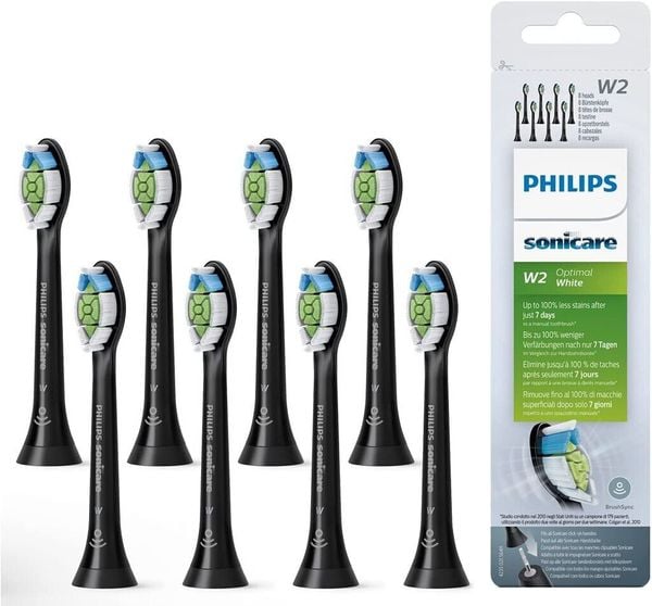 Set 8 đầu bàn chải thay thế Philips Sonicare W2 Optimal HX6068/13 màu đen