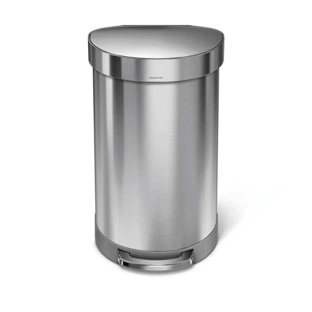 Thùng rác bán nguyệt Simplehuman 45L màu inox