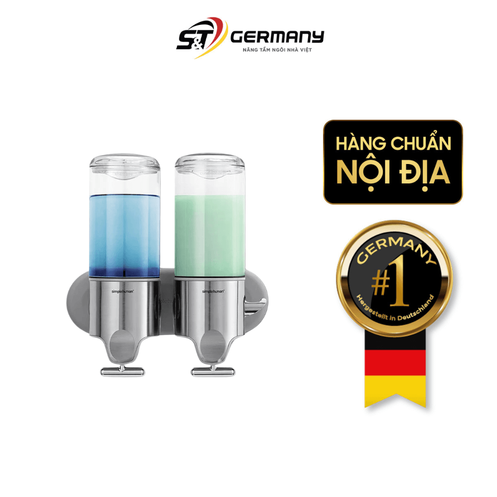 Set 2 bình đựng dầu gội, sữa tắm treo tường Simplehuman