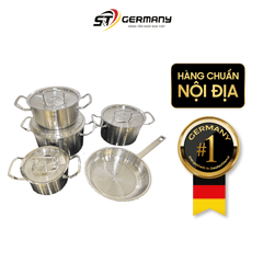 Bộ nồi Fissler Profi set 5 món vung thép kèm chảo Fissler Profi tổ ong size 24cm made in Germany
