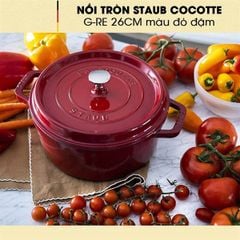 Nồi gang tròn STAUB La Cocotte G-RE 26CM màu đỏ đậm