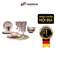 Set 18 món bát, đĩa, ly cao cấp Viola From Germany màu hồng