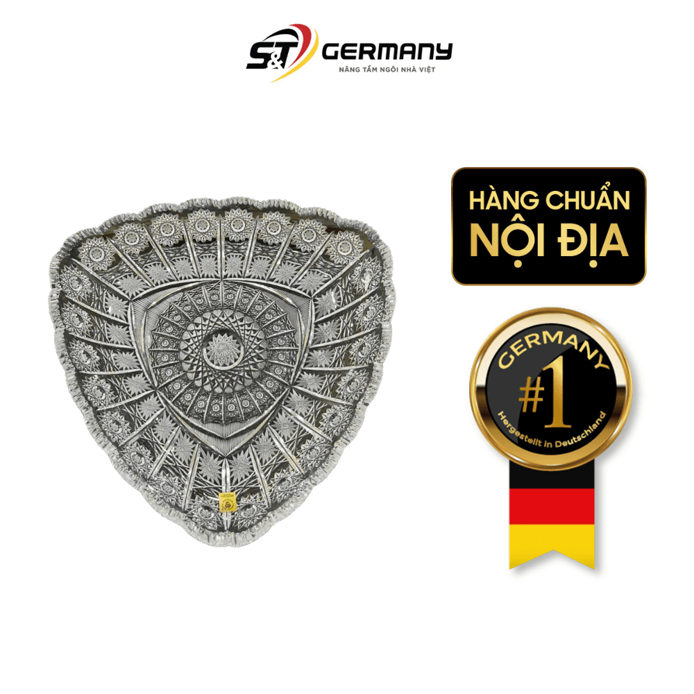 Đĩa pha lê Bohemia M57 tam giác đường kính 30cm
