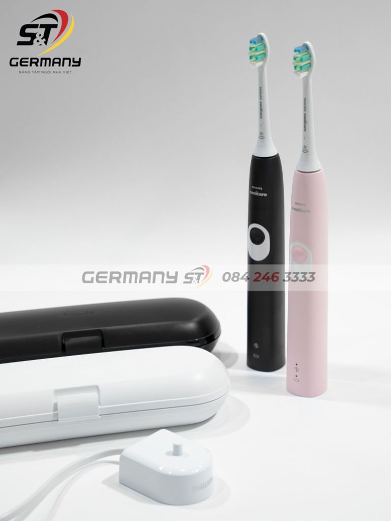 Set 2 bàn chải điện Philips Sonicare HX6232/41 màu đen và màu hồng