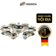 Bộ trà cà phê hoa hồng vàng xanh lá 15 món