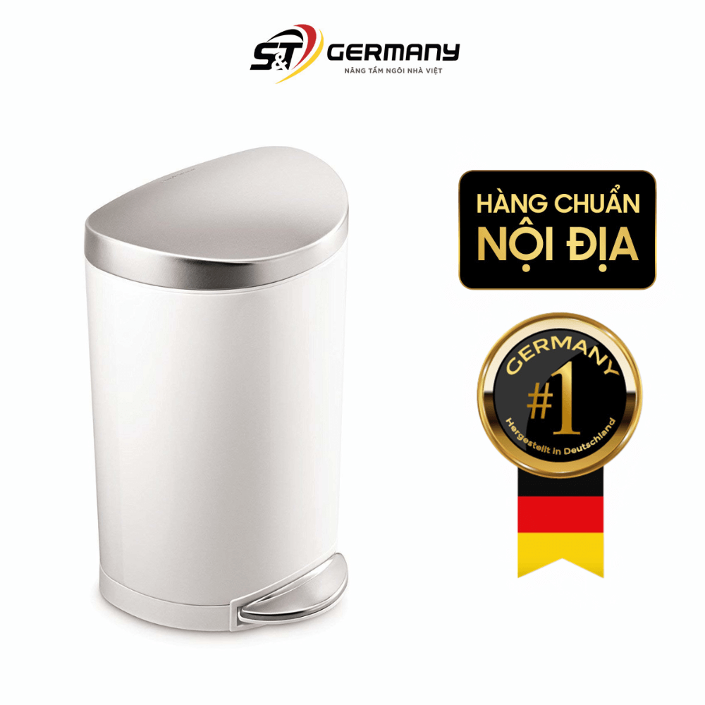 Thùng rác bán nguyệt Simplehuman 10l màu trắng