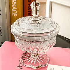 Thố pha lê có nắp chân đế Bohemia Alexandria 15cm