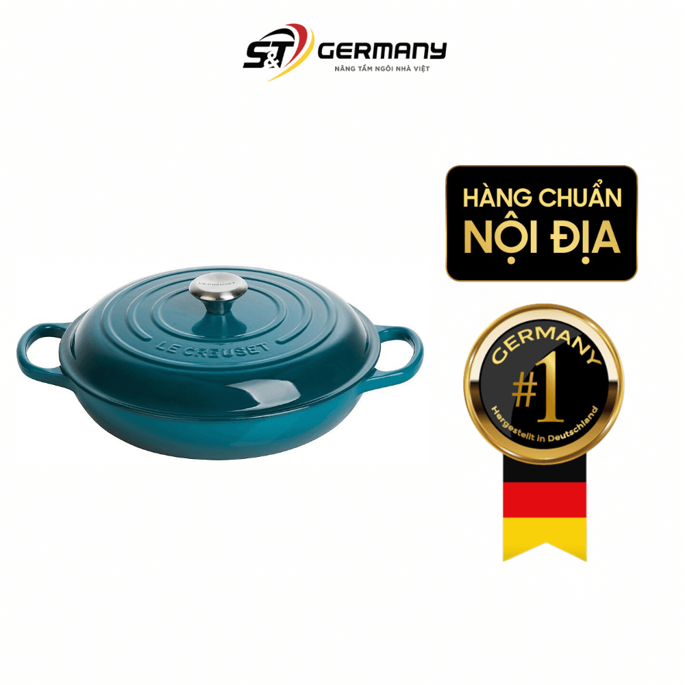 Nồi chảo gang Le Creuset Gourmet Profi 30cm màu xanh ngọc deep teal