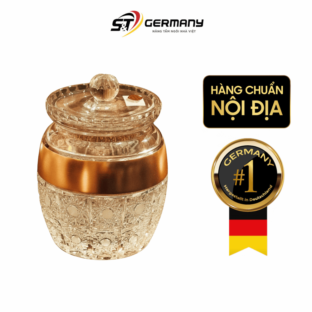 Hũ bánh pha lê khảm vàng Arcade 21cm