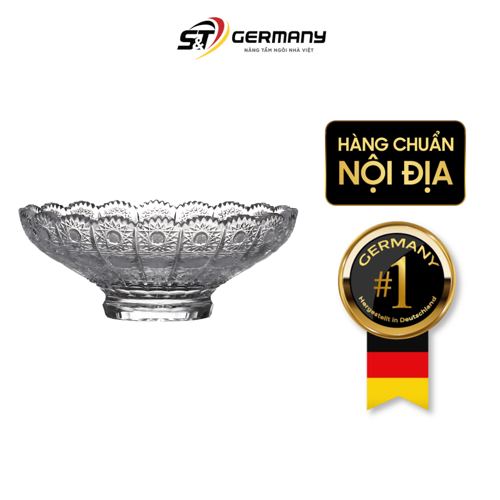 Mâm bồng pha lê mài đế tròn M57 Bohemia size 30cm
