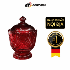 Tô pha lê có nắp Dublin Crystal màu đỏ