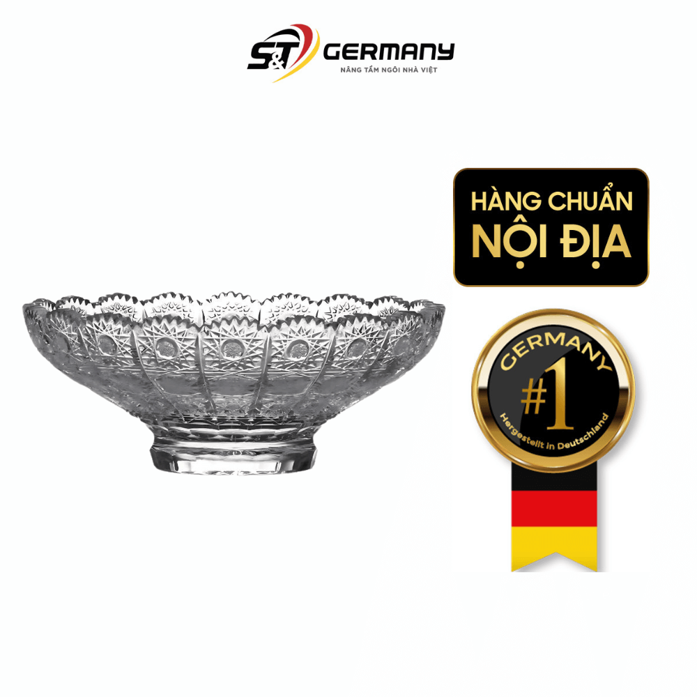Mâm bồng pha lê đế liền tròn M57 Bohemia size 25cm