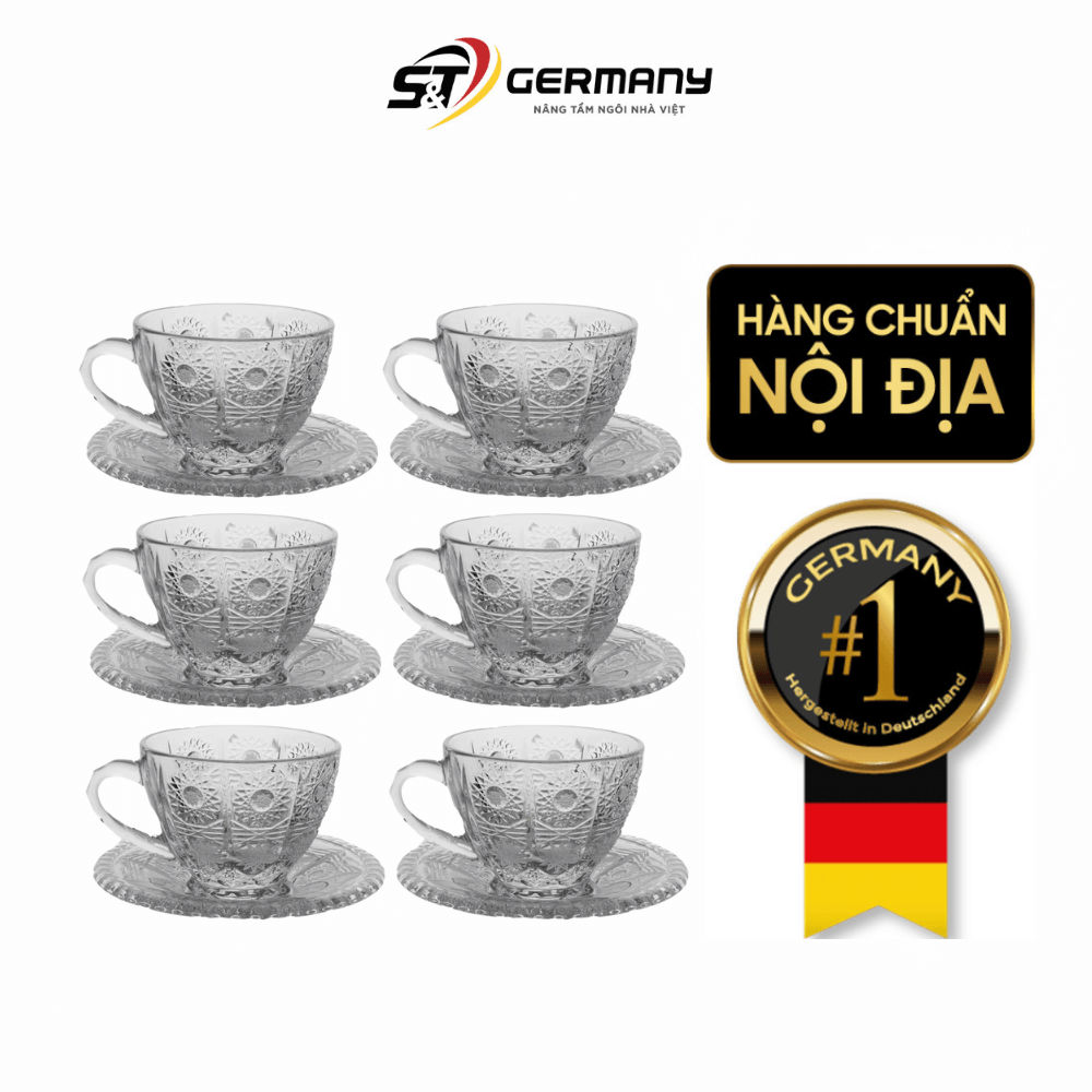 Set 6 tách trà kèm đĩa M57 Crystal Bohemia