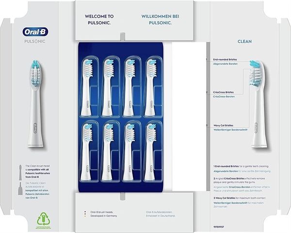 Set 8 đầu bàn chải thay thế Oral B Pulsonic Clean màu trắng
