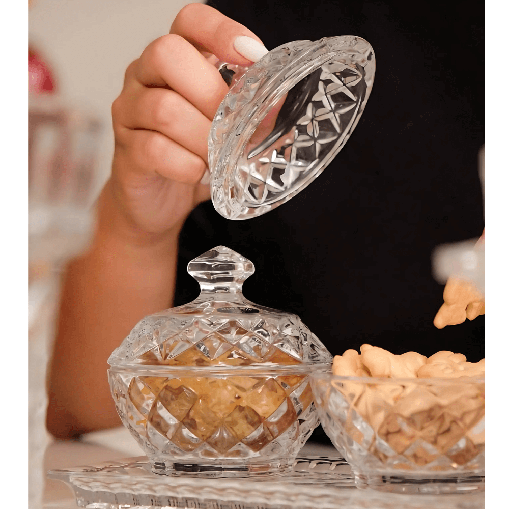 Hũ pha lê đựng đường, bánh kẹo, mứt, hạt các loại Bohemia Crystal 9cm
