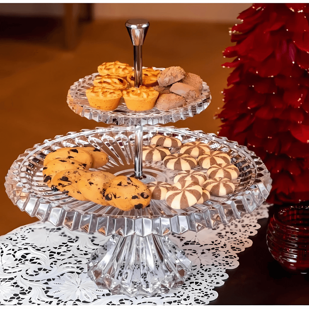 Khay bánh 2 tầng Rogaska Crown Jewel