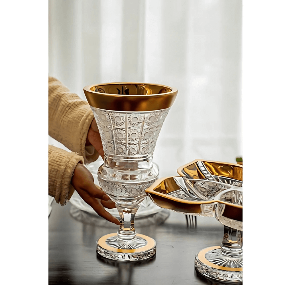 Lọ hoa cúp pha lê khảm vàng Arcade 35,5cm