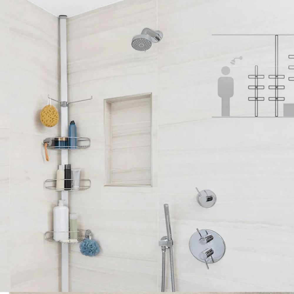 Giá treo dụng cụ nhà tắm loại chống sàn và trần Simplehuman 2,74m