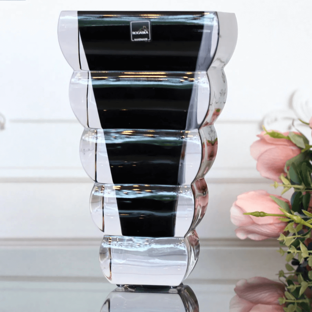 Bình hoa pha lê Rogaska Adria 25cm màu đen