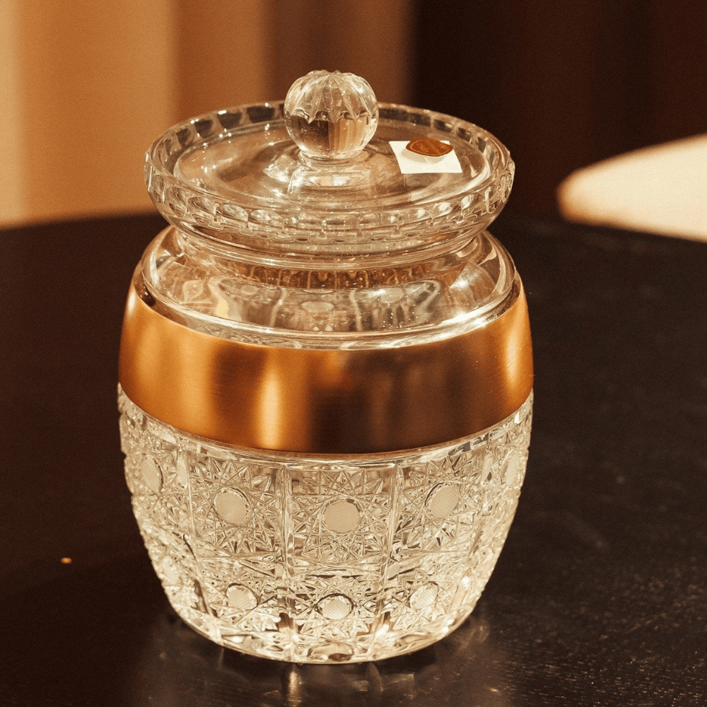 Hũ bánh pha lê khảm vàng Arcade 21cm